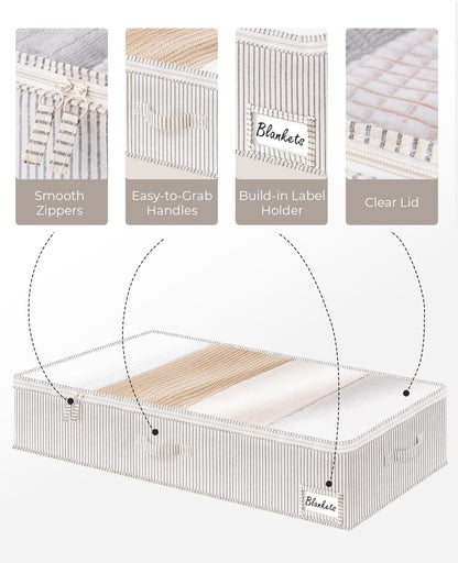 StorageWorks Large Under Bed Storage Containers with Handles and Label Holder, 2 Pack Ultra-thick Fabric Underbed Bins, Closet Organizer for Clothes, Blankets, Sweater