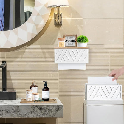 Set of 2 Paper Towel Dispenser Wall Mount, Paper Towel Holder Wall Mounted with Lid, Solid Wood Commercial C-Fold, Z-Fold, Trifold Hand Paper Towel Holder Hand Towel Holder for Bathroom Kitchen Decor