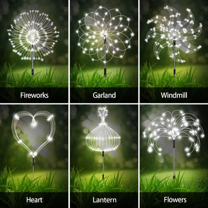 8 Pack Outdoor Solar Garden Lights, Firework Lights Solar Powered 8 Modes, Solar Landscape Lamp Outside Decor with Remote Control,120 LED Waterproof DIY String Lights for Yard Pathway Decoration