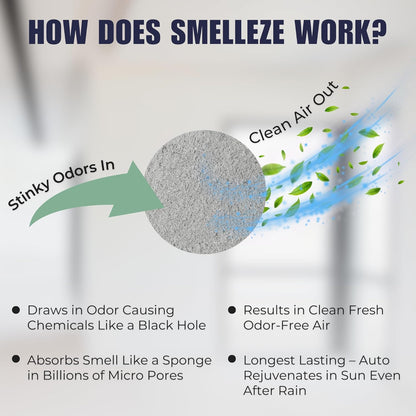 SMELLEZE Ultimate Odor Removal Bundle – 2 lb. Granules + 1 Reusable Pouch | Eliminates Tough Smells | Safe, Natural & Long-Lasting Indoor & Outdoor Odor Control