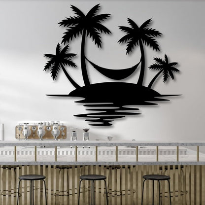 Palm Tree Metal Wall Decor,Palm Tree Outdoor Wall Art,Tropical Palm Tree Wall Decorations for Living Room,Outdoor Wall Decorations for House(28"×24",Black)