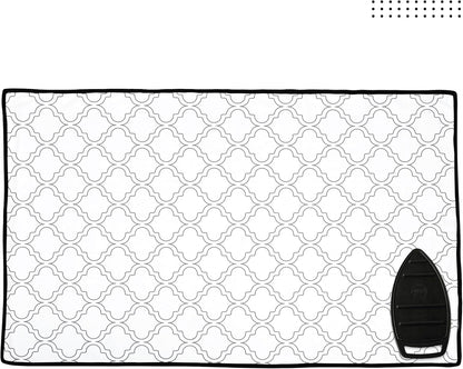 Encasa Homes Ironing Mat/Pad (Large 48"x28") with 3mm Padding & Silicone Iron Rest for Steam Pressing on Tabletop or Bed - Heat Resistant, Portable, Quilting & Travel Blanket - White Tiles