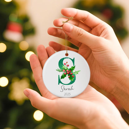 Personalized Christmas Ornaments 2025, Custom Initial Ornaments A-Z Monogram Ceramic Christmas Ornament