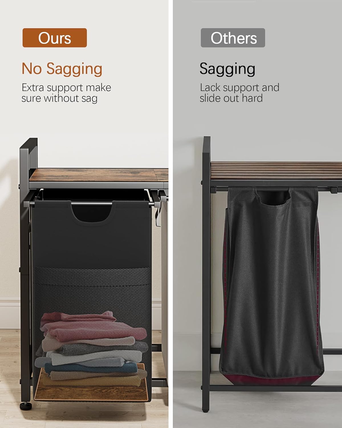 Lulive Double Laundry Hamper, Multifunctional Basket Organizer, 112L Laundry Sorter with Removable Bags and Fabric Handles, Large Top Shelf Laundry Bag for Bathroom, Dorm, Laundry Room