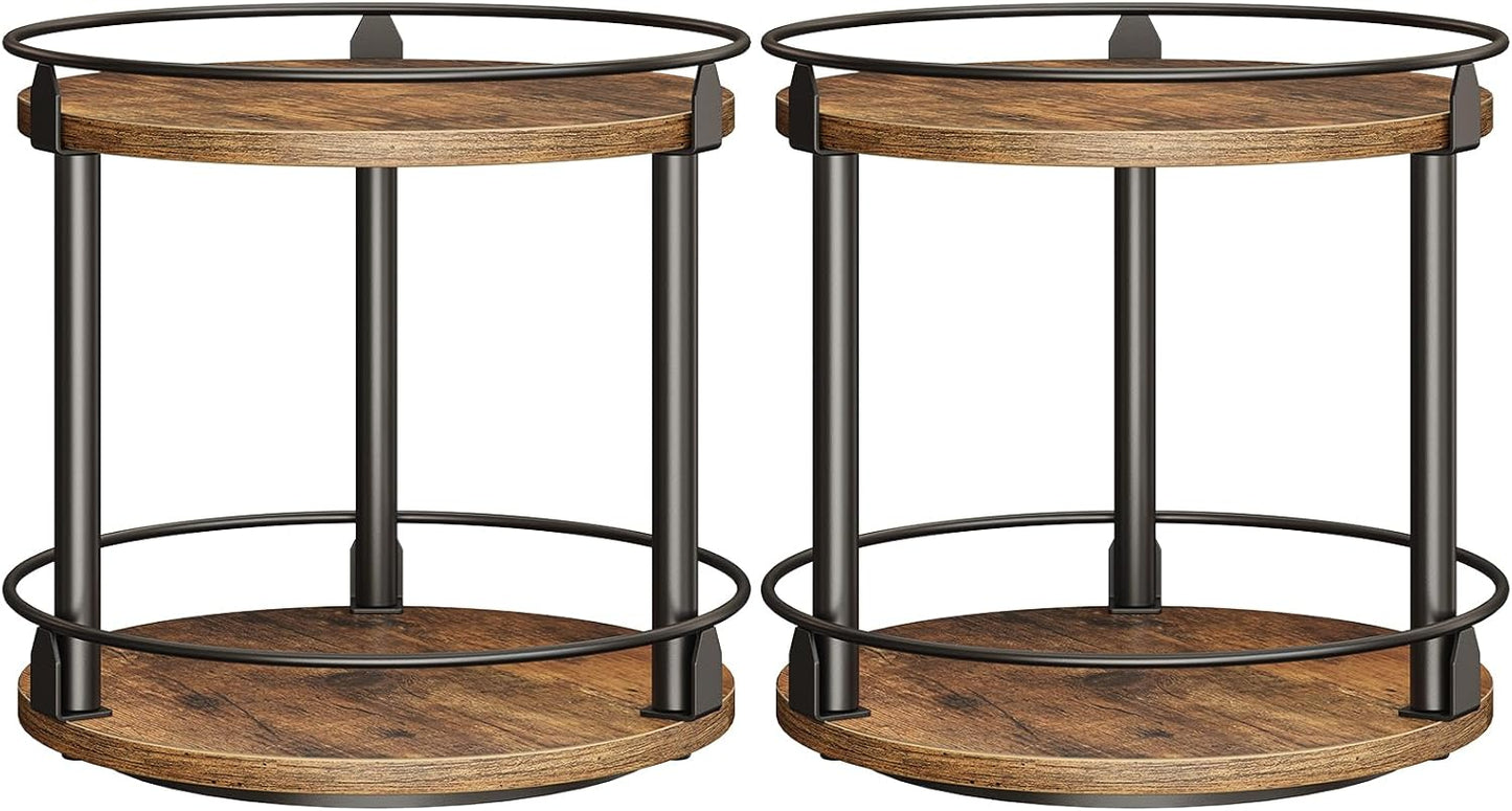 Spice Rack, Set of 2 Lazy Susan Organizer, 2-Tier Turntable Organizer, Rotating Spice Rack Organizer For Cabinet, Compact and Versatile, for Kitchen Countertop, Rustic Brown SR22L2BR