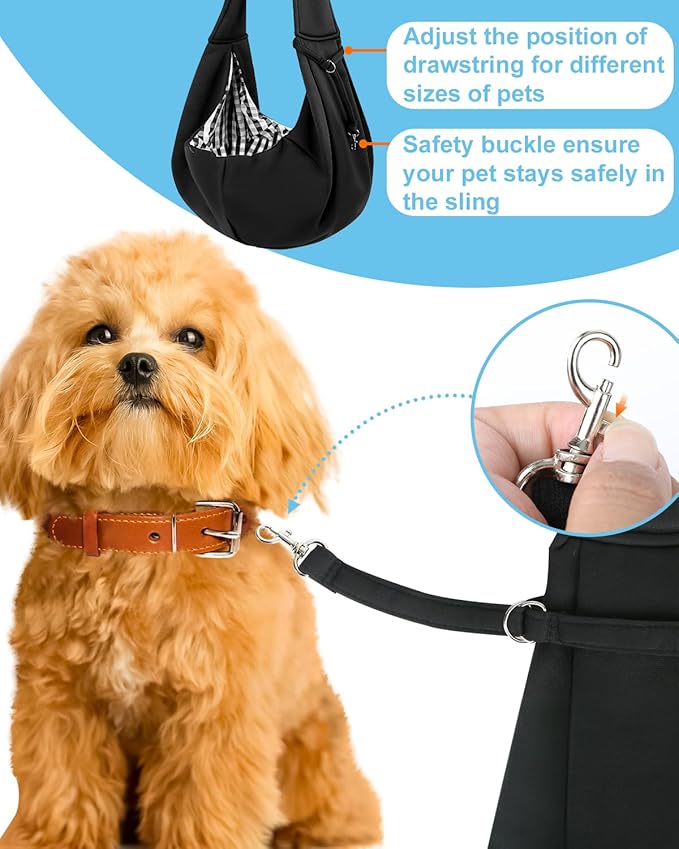 Dog Carrier Sling for Small Dogs & Cats Up to 12lbs, Puppy Sling with Adjustable Shoulder Strap, Pet Carrier with Pockets, Hands Free for Small Cats Puppy Outdoor