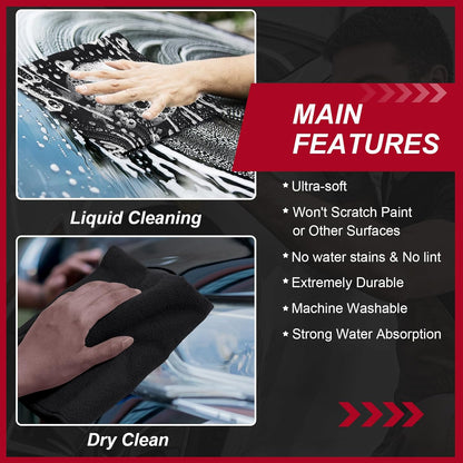 200 Pcs Microfiber Cleaning Cloth 16x16 Inch Microfiber Towels for Car Ultra Absorbent Cleaning Rags Reusable Lint Free Streak Free Detailing Towel for Car Washing Drying Dusting (Black)