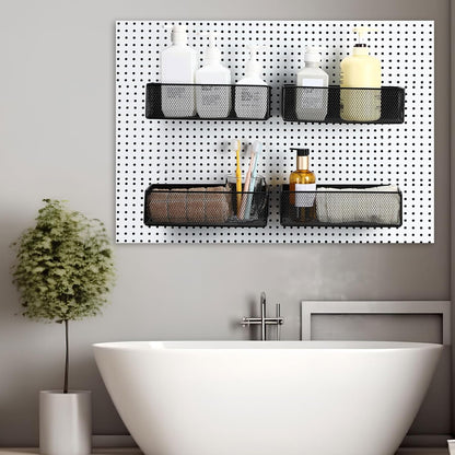 Tioncy 4 Pcs Magnetic Storage Bin Magnetic Locker Organizer for Pegboard Refrigerator Shelves Basket Container Wire Storage Holder for Kitchen Home Whiteboard(Black,10.6''l)