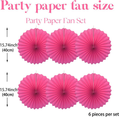 Red Graduation Party Decor,Girls Party Decorations ,Party Supplies Party Fans 16in, Anniversary Decorations for Party,Wedding Graduation Events Accessories 30 Color DIY Set （Rose Red）