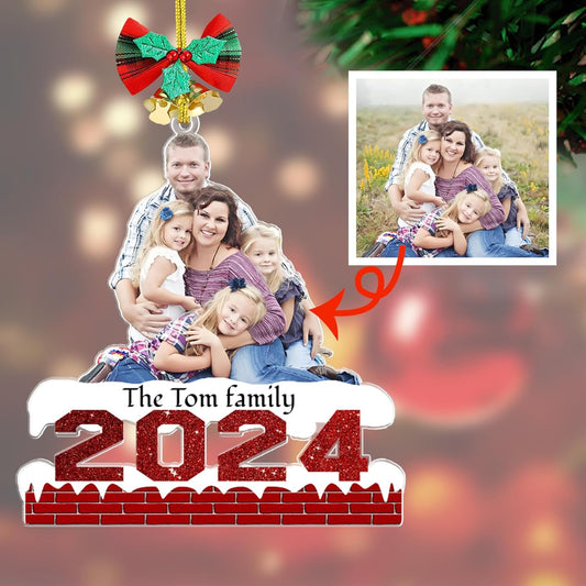 Personalized Christmas Ornament 2025, Photo Acrylic Customized Family Baby's Frist Christmas Ornament with Picture for Xmas Tree Decor Custom Gifts -Style2