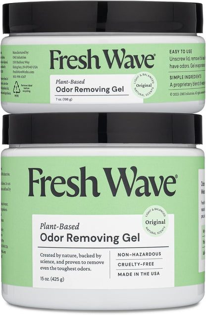 Fresh Wave Odor Removing Gel, 15 oz. & 7 oz. - Odor Absorbers for Home, Safer Odor Relief, Natural Plant-Based Odor Eliminator, Every 15 oz. lasts 30-60 Days, For Cooking, Trash & Pets
