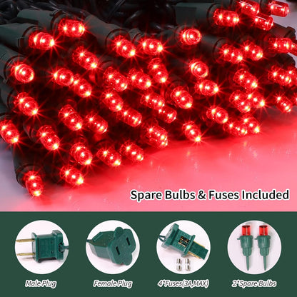 100 Count Red -String Lights - 21.6FT LED Christmas Lights, Mini led Lights for Indoor Outdoor Home Holiday Party Wedding Independence Day Decoration