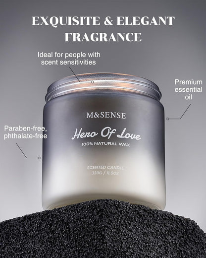 M&SENSE Cedarwood Vanilla Scented Candle for Men, 11.6oz 2 Wick Masculine 70 Hours Long Lasting Soy Wax Valentines Day Gifts Best Smelling Home Fragrance