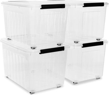 Citylife 82 QT Clear Plastic Storage Bins with Lids Stackable and Nestable Storage Boxes with Lids Large Plastic Storage Containers for Garage, Closet, Kitchen, 4 Packs
