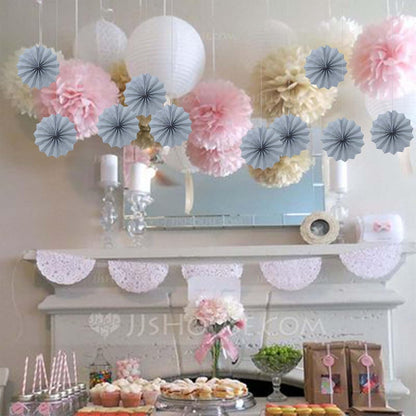 Gray Party Decorations,Wedding Decorations for Party Events Accessories,Anniversary Decorations,Birthday Decorations for Men,8in Hanging Paper Fans 30 Color DIY Set(Gray)