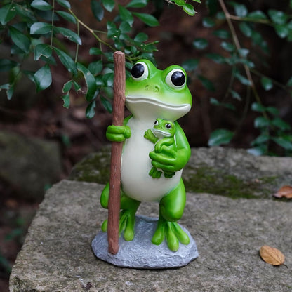 Frog Statue Garden Decor, Resin Mother and Baby Frog Figurines Outdoor Decorations, Frog Decor for Yard Art Porch Lawn Ornaments, Unique Housewarming Gifts