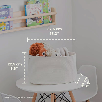 OrganiHaus Set of 3 Woven Storage Baskets for Organizing, Cotton Rope Organizer Bins for Shelves, Closet & Nursery, Dog Toy Basket, Decorative Bins for Toys, Towels & Books - 15x10x9, Off-White