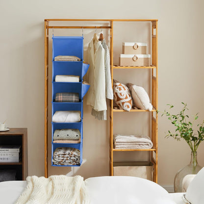 YOUDENOVA Hanging Closet Organizer, 6-Shelf Closet Hanging Storage Shelves, Blue