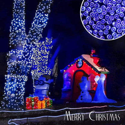 Joomer Blue Solar Christmas Lights, 2 Pack Total 144 FT 400 LED 8 Modes Waterproof Outdoor for Christmas Decorations