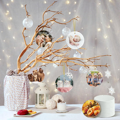 Sublimation Ornament Blanks Bulk, Sublimation Christmas Ornament Blanks Ceramic Sublimation Ornaments for Christmas Tree Decor Personalized Christmas Ornaments as Party Decorations Gifts for Women