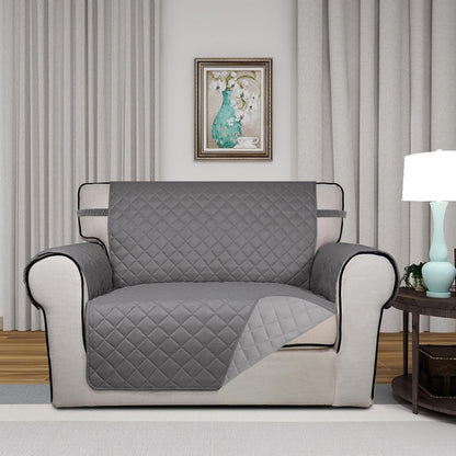 PureFit Reversible Quilted Sofa Cover, Water Resistant Slipcover Furniture Protector, Washable Couch Cover with Non Slip and Elastic Straps for Kids, Dogs, Pets (Oversized Chair, Gray/Light Gray)