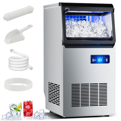 Ice Maker Commercial Ice Machine, 120lbs Per Day, Auto-Cleaning, Countertop Ice Maker with Basket and Scoop, for Home Party/RV Camping