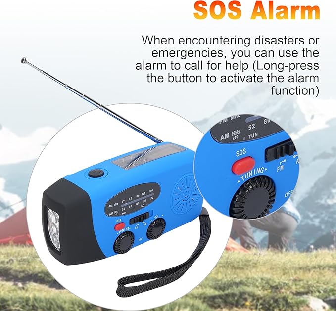 Yunir Emergency Radio, Solar Hand Crank Portable AM FM Radio Phone Charger with 2000mAh Battery, for Camping Hiking Power Outage (European Version)