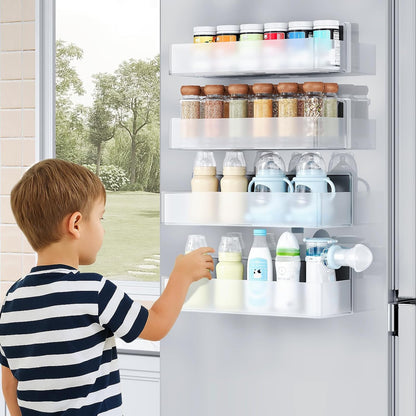 Magnetic Spice Rack for Refrigerator, Kitchen Organizer and Storage Shelf, Clear(4 Pack)