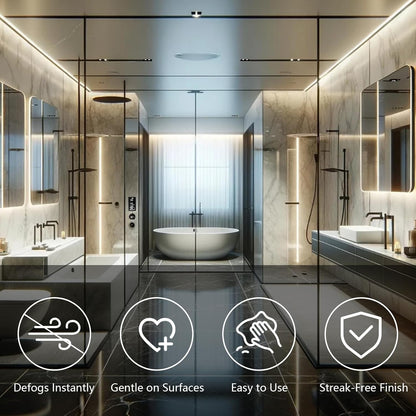 Glass Anti-Fog Wipes Pre-moistened Defogger to Prevent Fogging on Bathroom Mirror, Shower Door, Car Windshield, Window, Helmets, Goggles Quick NO Fog Tissue Resealable Bottle -40 Wipes