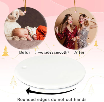 Sublimation Easter Ornament Blanks, Two Sided Sublimation Ceramic Ornaments, Sublimation Blanks Products Bulk, Personalized White Christmas Ornaments for Crafts, Gifts for Women