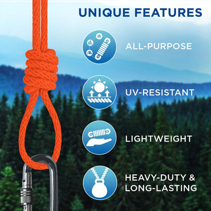 TECEUM Cotton Rope 3/16” (5 mm) – 50 FT – Strong All-Purpose Braided Rope – Natural Cotton – for Crafting, Сamping, Clothes Line, DIY, Indoor & Outdoor Use – Orange