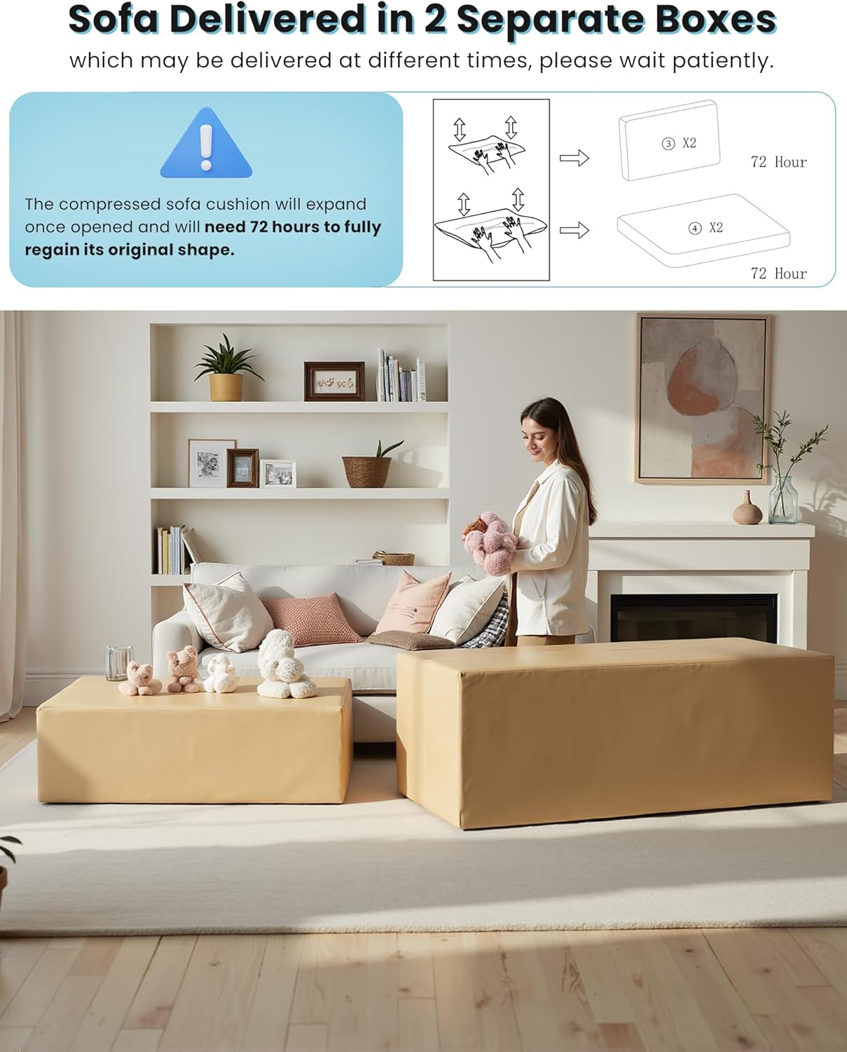 Queen Size Pull Out Sofa Bed, 2 in 1 Convertible Sleeper Sofa Couch with Pullout Bed, Memory Foam Mattress for Living Room Office, Space-Saving, Light Grey