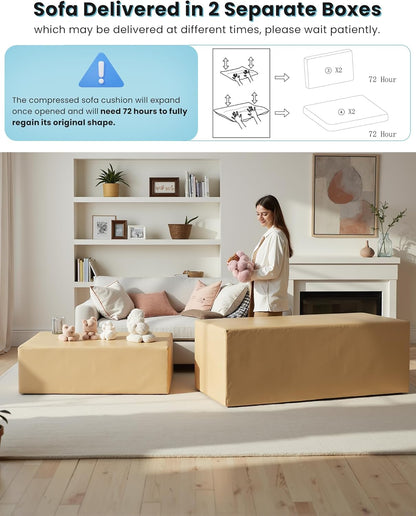 Queen Size Pull Out Sofa Bed, 2 in 1 Convertible Sleeper Sofa Couch with Pullout Bed, Memory Foam Mattress for Living Room Office, Space-Saving, Light Grey