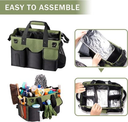 Viajero Wearable Cleaning Caddy Bag, Large Cleaning Supplies Organizer Housekeeping Supply Caddy Detailing Bag with Handle Shoulder Waist Straps for Tote Tools Products Housekeepers Car Home House