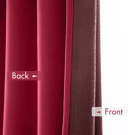 MIULEE Berry Velvet Curtains Thermal Insulated Blackout Curtain Drapes for Bedroom Living Room Darkening 96 Inches Long Curtains Panels Rod Pocket Set of 2
