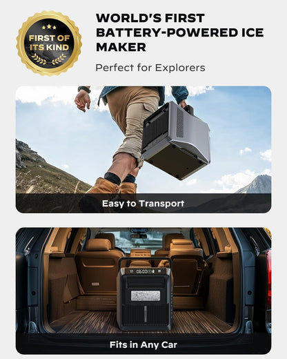 Silonn Battery-Powered Ice Maker with 4-Power, RV Ice Maker Countertop 12V/24V Car Charger 100-240V AC Solar-Ready, Portable Ice Machine 9 Cubes/6 Mins 22lbs/Day Auto-Clean for Camping RV Home Outdoor