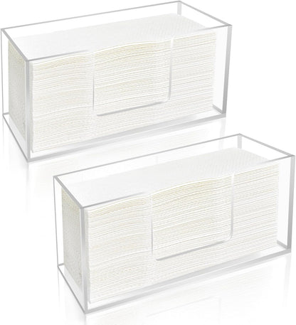 2Pack Acrylic Paper Towel Dispenser, Napkin Holder for Bathroom, Kitchen & Countertop – Paper Towel Holder Z-Fold/C-Fold/Multi-Fold Holder, Shatter-Resistant & Space-Saving (2)