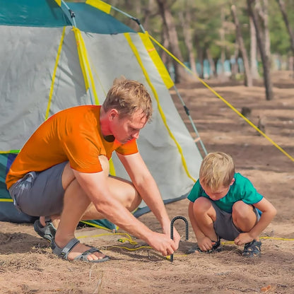 AAGUT Rebar Stakes 16 Inch 16 Pack 1/2" Heavy Duty J Hook Ground Spikes, Tent Stakes Chain Link Fence Metal Steel Anchors for Outdoor Decorations, Inflatables, Trampoline, Canopy, Swing Set