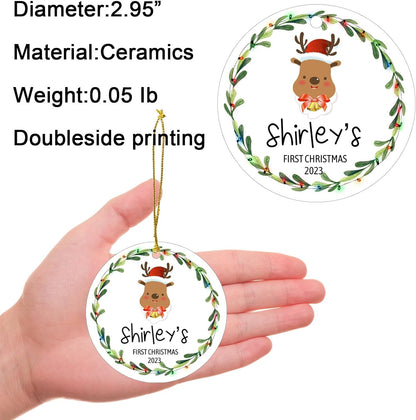 Personalized Christmas Ornaments,Double-Sided Ceramics Picture & Photo Custom Baby Ornament,Baby First Ornament 2025,Customized Hanging Xmas Ornaments