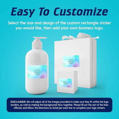 100 Custom Vinyl Stickers - Upload Your own Image, Text, Design, Logo - Personalized Logo Labels for Handmade, Packaging, Bottle, Jars, Candle, Brand Stickers (Sky Blue, 4x2)