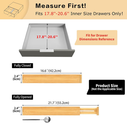 Utoplike 4 pcs Bamboo Kitchen Drawer Dividers Large, Adjustable Drawer Organizers, Spring Loaded, Works in Kitchen, Dresser, Bathroom, Bedroom, Drawer, Desk