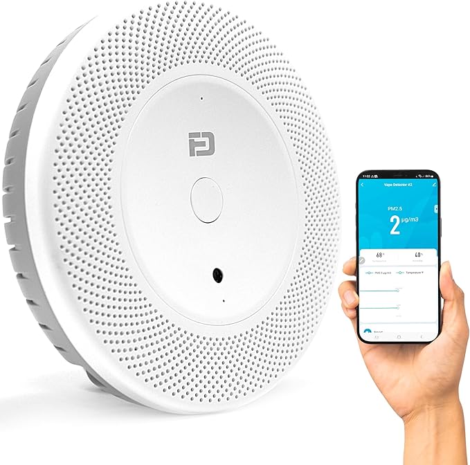 Vape Detector by Forensics | for Schools, Home, Hotels, Business | Cell Phone Alarms WiFi | Laser Scattering Super Sensitive Sensor |