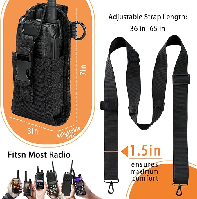 2 Pack Firefighter Radio Strap and Holder with Sway Strap Bundle Set, Adjustment Ability and Mic Holder, Holds Walkie Talkie Radio Securely, Light Weight, for Fire EMT Paramedics