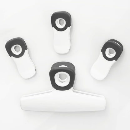 COOK WITH COLOR Bag Clips, Heavy Duty Chip Clip and Refrigerator Magnet Clips for Food Storage with Air Tight Seal Grip for Snack Bags and Food Bags (White, Pack of 8)