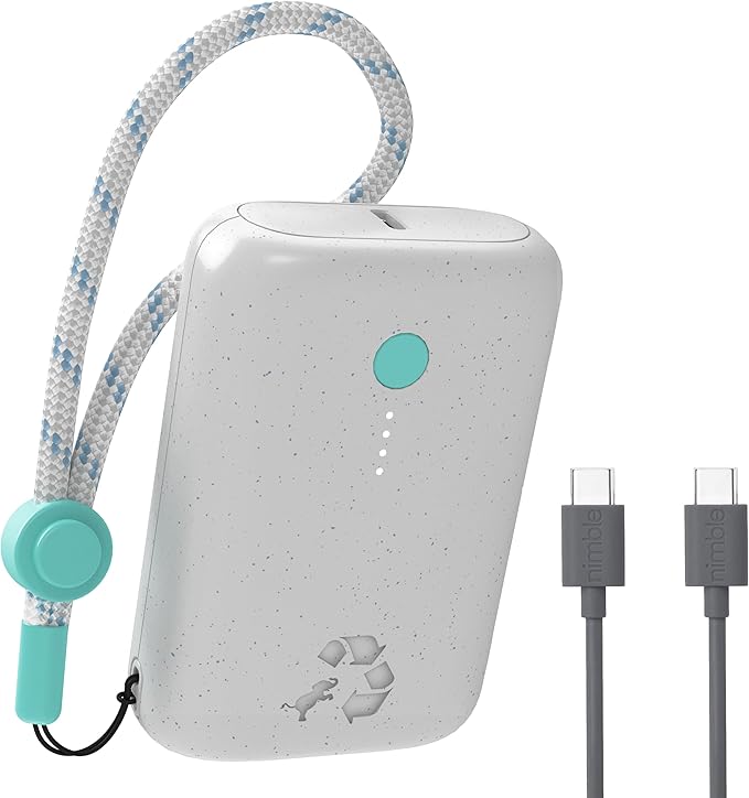 Nimble Champ Portable Charger, 10,000mAh Power Bank Fast Charging, 20W Dual USB-C Battery Pack with Cable, Travel Essential Power Bank for iPhone Laptops Galaxy Tablet Pixel iPad Macbook Kindle Airpod