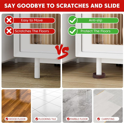 Rubber Non-Slip Furniture Pads Furniture Casters Cup Floor Protector for Bed Sofa Table and Chair Stopper (Pack of 8, 2 * 2 inches,Round, Brown)