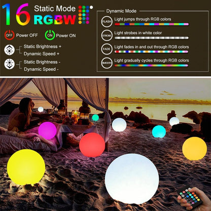 Large LED Glowing Ball Light, 20-in Outdoor LED Garden Orb Lights, Rechargeable Globe Lights RGB Color Changing Globe Floor Lamp Mood Lamp w/Remote, Waterproof Light Up Ball Light for Patio Lawn Decor