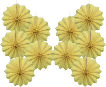 Yellow Hanging Paper Fans,Yellow Accessories Paper Decorations for Party,Color Party Decorations,Bee Themed Classroom Decor,8in Hanging Paper Fans 30 Color DIY Set （Light Yellow）