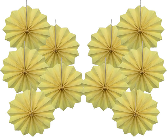 Yellow Hanging Paper Fans,Yellow Accessories Paper Decorations for Party,Color Party Decorations,Bee Themed Classroom Decor,8in Hanging Paper Fans 30 Color DIY Set （Light Yellow）