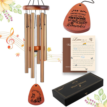 Wind Chimes for Outside, 32" Butterfly Windchime for Outdoor, Butterfly Gifts for Mom Sister, Garden Patio Gift Ideas for Women Friend Co-Worker (Golden)